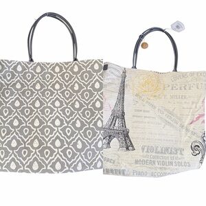 Pure Honey Reversible French Press Large Canvas Tote with Wristlet NWT